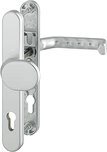 Produktbild von Langschildgarnitur Silber Pulverbeschichtet 92mm Schmalrahmengarnitur PZ Wechselgarnitur Nebeneingangstür Haustür (Bügelgriff/Drücker, Türstärke 71-86mm