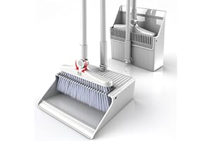 BUUROOHM Scopa domestica e set Duta con manico in legno 104 cm-127 cm, set da cucina per casa, cucina, stanza, ufficio, ingresso, pavimento, interni ed esterni, scopa Uright con Duta Comiatio