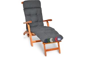 ‎BEAUTISSU Beautissu Bequeme Liegenauflage Deckchair & Sonnenliegen 200x50cm Flair DC – 8cm Dicke Polsterung Gartenliege Auflage Sonnenliege Liegestuhl Polster mit Schaumflockenfüllung Gartenmöbel Kissen Grau