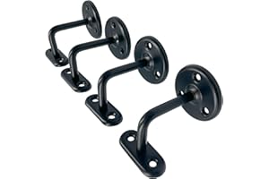 SHIRE FIXINGS Pack of 4 Handrail Brackets for Stairs, Black Plated Banister Rail Brackets, Wall-Mounted Stair Rail Brackets for Stainless-Steel or Wooden Handrail, Heavy-Duty and Stylish Banister Rails Bracket