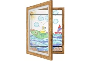 Rahmenita Bilderrahmen für kinderzeichnungen, A4, Naturholz, Kunstfotorahmen, Frontöffnung Kunstfotorahmen für Kinder Bilder, Befüllbar Kunstrahmen für Kinderzimmer Schule, Aufklapbare Bildrahmen