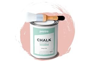 PECTRO Chalk Paint 750ml + Brosse en Bois Spéciale Pack - Peinture à la Craie pour Meuble - Deco Maison et Vintage - Effet Craie (Rose Antique)
