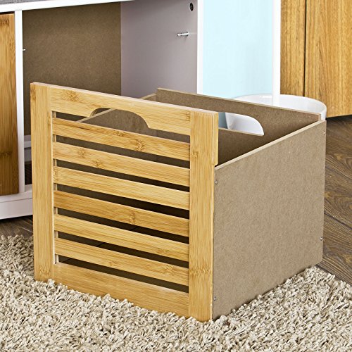 SoBuy® moderne Schuhtruhe,Sitzkommode mit 2 Körben,Sitzbank, Schuhschrank mit Sitzkissen,Spieltruhe, FSR23-K-WN - 5