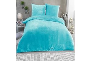 MALIKA Winter Plüsch Bettwäsche Nicky-Teddy Cashmere Coral Fleece 135x200 155x220 200, Größe:135 x 200 cm, Designe:Petrol