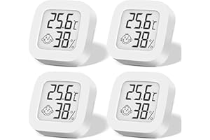 PUISENO 4 mini termometri digitali, LCD igrometro temperatura interna senza fili, umidità metro, sensore di temperatura ad alta precisione in ℉/℃, per camera dei bambini, interni, ufficio, soggiorno