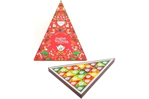 English Tea Shop® | Calendario de Adviento de Triángulos | 25 mini estuches de té y té de hierbas orgánicos para Navidad | Caja de Regalo Adviento Roja - 25 Pirámides de Té