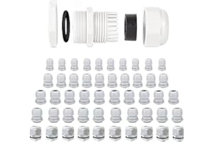 EABDICE 50 Pezzi Connettori Pressacavi, Regolabile Pressacavi Elettrici con Guarnizioni, Giunti Pressacavi Elettrici Impermeabili, Applica a per Casa, Giardino, Illuminazione Esterni(Bianco)