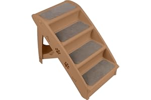 VA-Cerulean Haustiertreppe,Faltbare Kunststoff Hundetreppe,Tiertreppe mit Rutschfesten Stufen,Katze, Kleine Haustiere Einstiegshilfe für Bett oder Sofa(Braun)