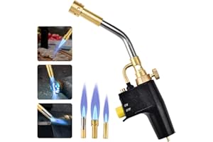 InLoveArts Torche au propane MAPP Torche de démarrage pour barbecue et brasage à haute intensité avec 3 buses/embouts, Turbine chaude polyvalente pour le brasage et le barbecue