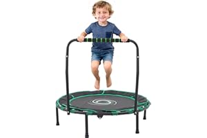 NUKDEY 36'' Kids Trampoline Easy Assembly with Handrail and Safety Padded Protective Cover Indoor & Outdoor Jumping Aerobic Fitness Exercise Workout Use for toddler Boys & Girls
