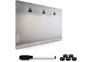 Navaris Tableau magnétique - 40x60 cm - Panneau mémo Cuisine Bureau - 1x Feutre effaçable et 5X Aimant Inclus - Design Effet Mur Blanc