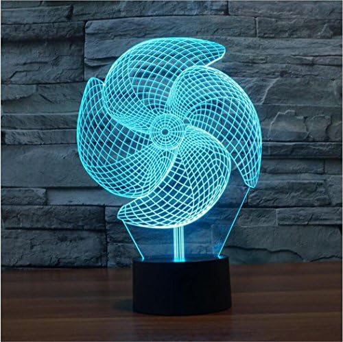 3D big Pinwheel Night light Acrylic Visual Touch USB Table Light LED 7 Color Art Decor Creative Home Child (Voltage: 5V) [Energy Class A+++]