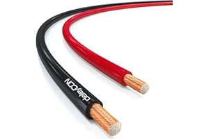 deleyCON 10m Kabel Głośnikowy 2x 2,5mm² Przewód Głośnikowy Aluminium Pokryte Miedzią CCA 2x50x0,25mm Lica Oznaczenie Biegunowości - Rot/schwarz