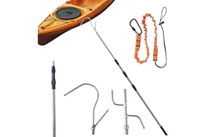 BeGrit Telescopic Boat Hook Heavy Duty Pole Extendable Boat Hooks for Docking Mooring Adjustable Push Pole 90cm - 250cm with Replaceable Hook For Motorboats Yacht Inflatable Boats Kayak Sailboat