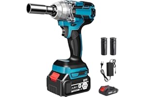 Purova Llave de impacto con batería de 550 N.m, 21V Pistola de Impacto Bateria, Llave Impacto de 1/2" Cuadrada, Taladro de Impacto Eléctrico, para Reparación de Automóviles (con 1 Batería de 3,0 Ah)