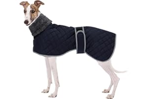 GEYECETE Greyhound Fleece Jumper,Greyhound Dog Winter Coat,Whippet Winter Coat waterproof windproof Outdoor Dog Apparel for Whippet Lurcher Salukis-Blue-M