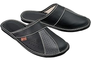 ESTRO Chaussons Hommes Pantoufle Chausson Homme Cuir Mules Pantoufles M44