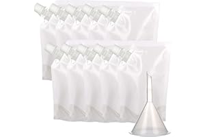 SYMPHONYW Bolsas de bebidas para festivales, 10 bolsas de líquido de 250 ml y 500 ml con embudo, bolsas de jugo recargables, frascos de plástico transparente, contenedor de bebidas frías y calientes para picnic