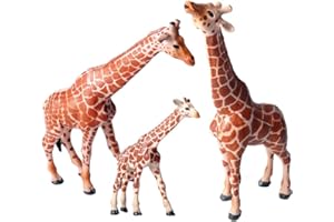 JOKFEICE Giraffe Animal Toys, 3pcs Plastic Realistic Animal Figures, Odorless, Hand Paint, Learning Educational Toys, Christmas Birthday Cake Topper Gift for Kids