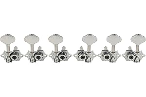 MUSICLILY Wilkinson 3R3L Clavijas de Afinación Clavijero de Repuesto para Guitarra Acústica,Cromo con Botón de Bean Button