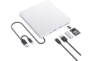 SENKUTA Externes CD DVD Laufwerk USB 3.0 & Type-C, DVD/CD+/-RW Brenner mit USB & SD/TF, External DVD Drive für Alle PC Laptop/Desktop/MacBook, Windows 11/10/8/7/XP/Vista/Linux/MacOS