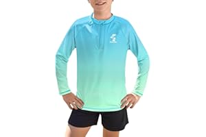 BesserBay Boys Rash Vest UPF 50+ Long Sleeve Quick Dry 1/4 Zip Sun Protection Swimwear Tops 3-12 Years