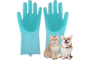 XOUDKE Guanti da toelettatura per Cani, Guanti da toelettatura per Animali Domestici Morbido Silicone, Spazzola per Gatti, per Il Lavaggio e Il Massaggio dei Cuccioli, in Silicone Alimentare (Verde)