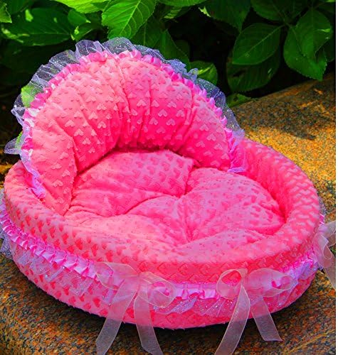 Hunter16 Princess Bowknot Style Puppy Pet Bed Dog Bed Pet Lace Bed Sofa Cushion (L (For weight under 7.5kg), Rose)