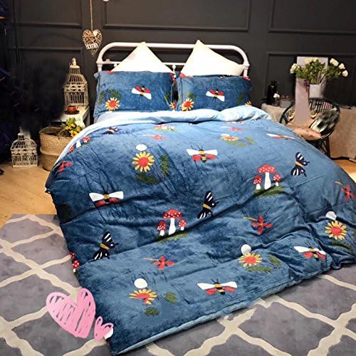 cartoon flower bedding Bedroom Keep warm Duvet Covers Polyester queen king Double bed Duvet Cover Sets 4pcs 1 Quilt cover, 1 Bed sheets, 2 Pillowcase , 008 , 200x230cm