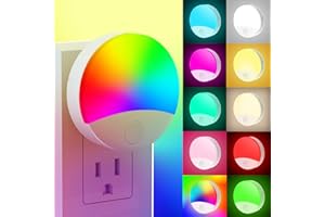 RAVEtone Night Light Plug in Wall, 1 Pack Plug in LED Night Light Kids, Smart Dusk to Dawn Voice Control 9 Colors Changing 6 Lighting Modes Dimmable for Girls Boys Bedroom Nursery Kitchen Decor
