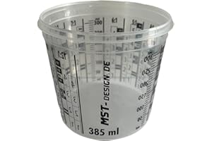 ‎MST-DESIGN MST-DESIGN 10 x 385 ml Lackmischbecher, Robuster Einweg Messbecher mit Skala, Mischbecher für Lacke, Farbe, Lasur, Füller etc., Kunststoffbecher mit Mischverhältnis, Hochwertiges Lackierzubehör