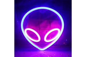 Nordstylee Alien Neon Segni Led Alien Night Lights per bambini, festa di compleanno, Natale, ufficio, decorazione da parete per feste, forniture regalo, blu e rosa