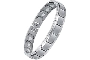 Jecanori Titanium Steel Magnetic Bracelet for Men Women,Unisex Style Ultra Strength Magnets Brazaletes(3500 Guass),Adjustable Size Wirstband with Adjustment Tool and Jewelry Gift Box (A-Silver)…