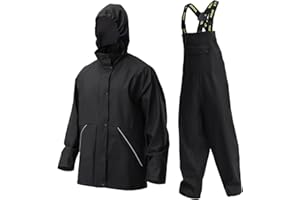 Navis Marine Men’s PRO Rain Suit Set – Heavy Duty Waterproof Jacket & Bib Trousers with Reflective Strips for Outdoor Workwear, Fishing & Extreme Weather WS-005