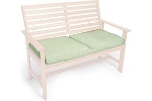 VonHaus Green Garden Bench Cushion – 2 Seater Water Resistant Outdoor Seat Pad with Removable Cover, Sage Green Padded Outdoor Bench Cushion, 110cm x 50cm x 10cm