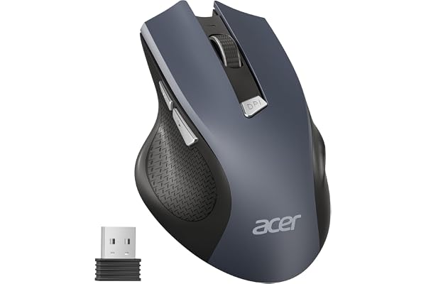 Acer Souris Ergonomique sans Fil, Souris Ordinateur 2,4GHz avec Mini Récepteur USB, Wirless Mouse Optique USB,1600 DPI réglable, 6 Boutons, Compatible avec PC/Mac/Laptop/Chromebook