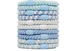 AWLVE Kknekki Haargummi Original Damen Hair Ties, 10 Stück Modische, Cotton Bands Soft Woven Haarklammer Zopfgummis Schlichte Geflochtene Haarbänder für Geeignet für Dickes Haar (Blaue Mischung)
