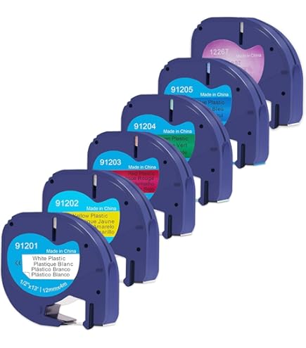 Etichette Markurlife Compatibile DYMO Nastro Plastica 12mm X 4m Cartucce Per Etichettatrice LT-100H LT-100T XR QX50 XM, Nero Su Trasparente/Bianco/Argento/Blu/Rosa/Verde, 6Pz - Foto 5