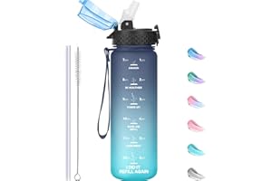 GOPPUS 500ml/17oz Kids Water Bottles with Straw Tritan Childrens Bottle with Flip Top Lid BPA Free Measured Drinks Bottles with Strap for School Girls Boys Sports Reusable Time Markings Leakproof