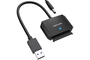 WAVLINK USB 3.0 auf SATA III Festplatten Adapterkabel, Externer Festplattenanschluss für 2.5”/3.5” HDD/SSD, SATA zu USB A 5Gbps Konverter, Inklusive Netzadapter