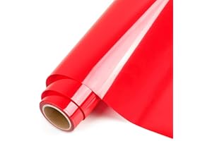 IModeur 12 Ft Rouleau Vinyle Thermocollant Rouge - 30,5 x 366 cm flex thermocollant Rouge pour Cricut Maker, Silhouette Cameo, vêtements, bonnets, pantalons, autres tissus