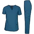 Dagacci Scrubs Medical Uniform Mens Scrub Set Medical Scrubs Top and Pants, Caribbean, M