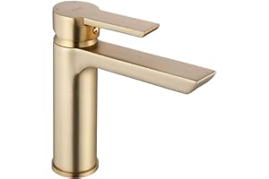 Rea ARGUS BRUSH GOLD HÖGT Tvättställsblandare Mässing badrumsblandare Enkelgrepps varm och kall justerbar handtvättkran