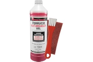 OPTIMAL PRODUCTS DIE BESSERE LÖSUNG Gel Convertisseur de Rouille Ferrucid 1 Litre | pour application sur les zones rouillées | Idéal pour les travaux de précision | Poncer et appliquer au pinceau | Pinceau et disque abrasif inclus