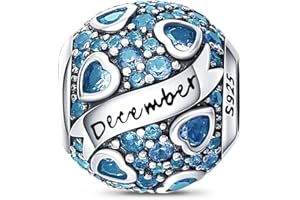 LONGLUCK Breloque 12 mois en argent 925 avec pierre de naissance Convient aux bracelets et colliers Bijoux Cadeaux pour femmes