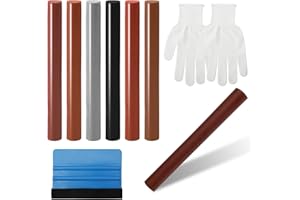 HENGBIRD 6 szt. zestaw naprawczy do laminatu, szary, długopis korekcyjny do drewna, woskowe pręty wypełniające do naprawy drewna, parkietu, podłóg laminowanych, podgrzewany długopis naprawczy z niebieskim