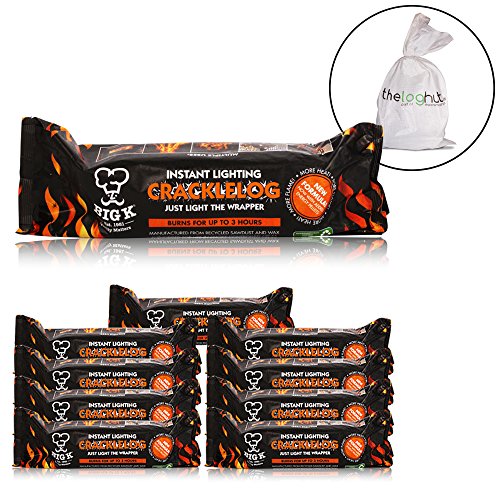 X10 INSTANT LIGHTING CRACKLE LOGS - Long Lasting, for Summer Fire Pits, Chimineas, Open Fires, Burners - Comes with THE LOG HUT® Woven Sack.
