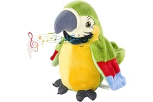 FENGQ Electrique Peluche Perroquet, Perroquet en Peluche Qui Parle, Jouet électronique en Peluche Répète ce Que Vous Dites Interactif Sensoriel Jouet éducatif pour Enfants (Vert)