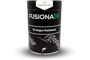 FUSIONATE Te Negro Pakistaní, Té Chai, Lata 45 pirámides bolsitas de té, Energía del Té Negro, Dulzura de la Canela, Infusión 100% Natural