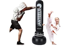 Punching Ball Enfant et Adulte - Sac de Boxe, JanTeelGO 180cm Punching Ball sur Pied pour Rebondissement Immédiat, Sacs de Frappe pour Kickboxing, Karaté